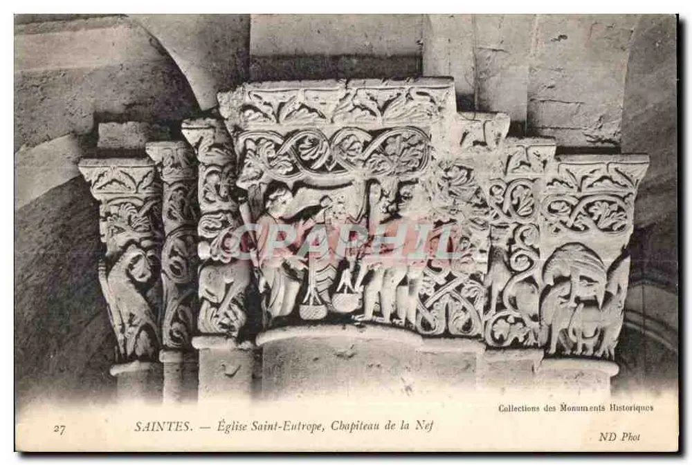 Saintes — Chiesa di San Eutropio, Capitello della Nave — Collezioni dei Monumenti Storici - Recto