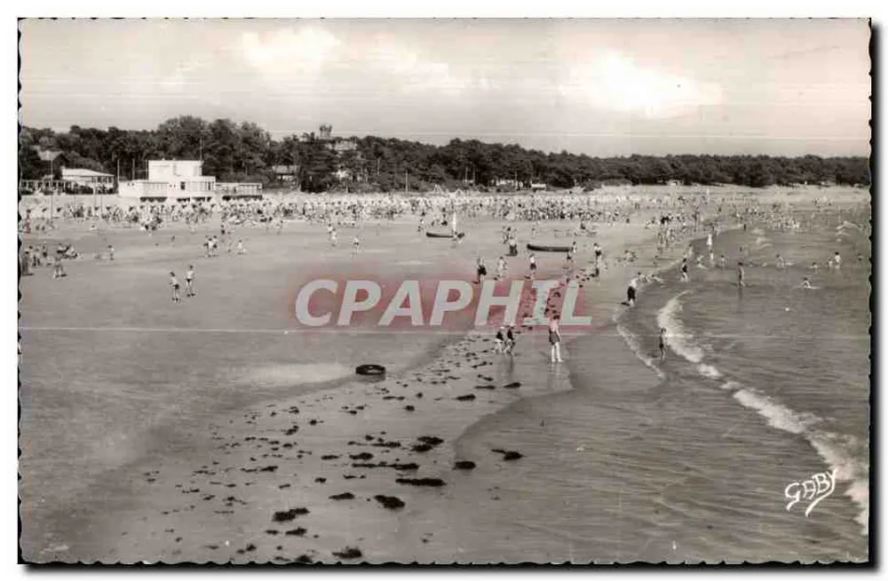 Playa abarrotada — vista aérea — GBBY - Anverso