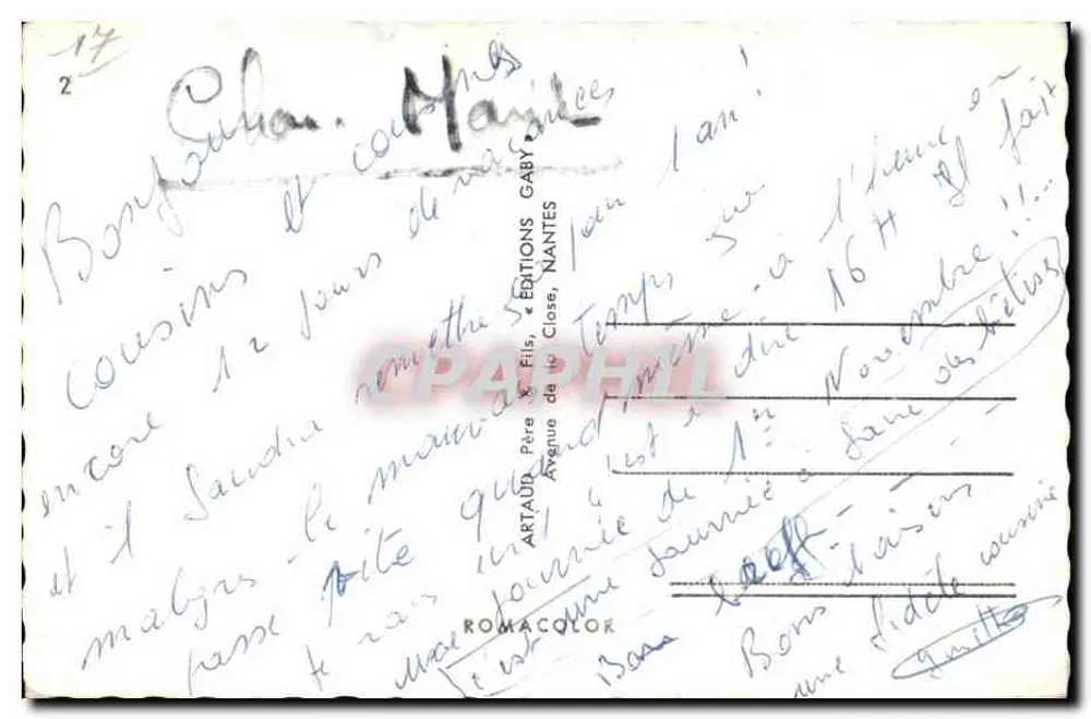रॉन्स-ले-बैंस — जंगल का दृश्य, समुद्र तट, कूब्रे के लैंपहाउस रात के समय, एक याच नाव के साथ — एडिशन आर्टॉड एवं फिल्स, नांतेस - पीछे