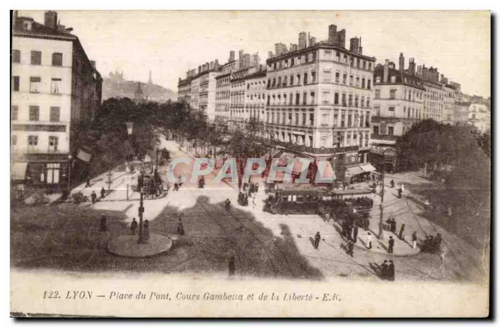 LYON — Place du Pont, Cours Gambetta und de la Liberté — E.R. - Vorderseite