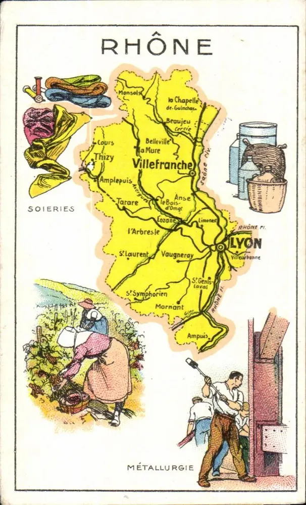 Rhône — cartão postal ilustrado — editor não visível - Frente