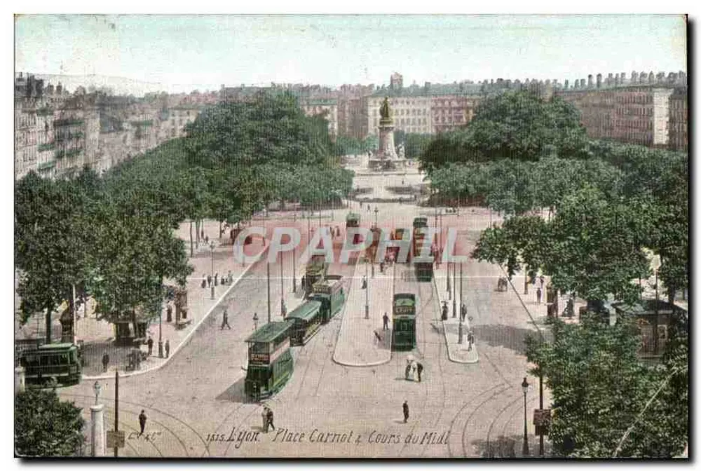 Lyon - Place Carrot & Cours du Midi — Bilhete postal antigo n° 42, editor C. Lévy - Frente