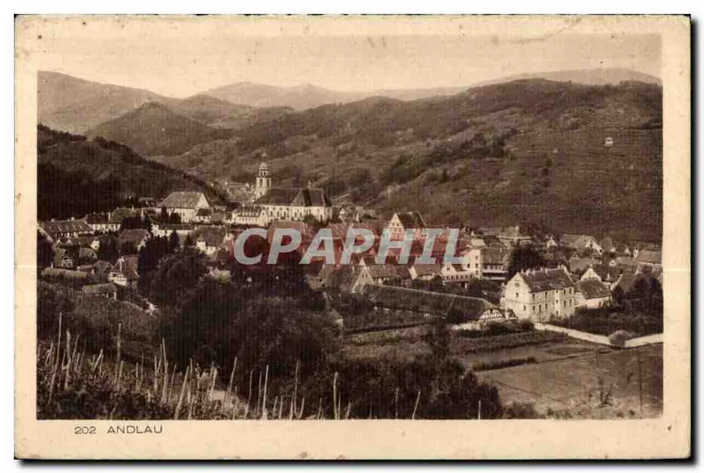 अंडलौ — गांव और उसके चर्च का पैनोरमा — अज्ञात प्रकाशक, श्रृंखला संख्या 202 - आगे