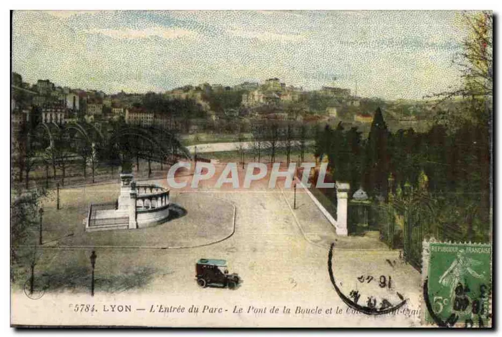 LYON — Eingang zum Park — Brücke der Schleife und Collegium Saint-Géan - Vorderseite