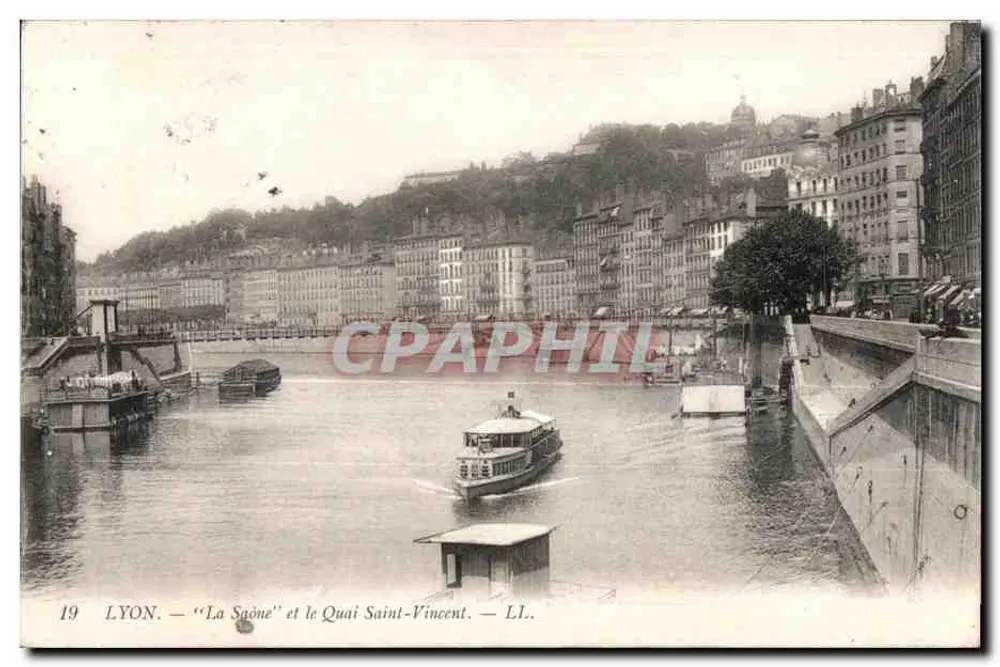 LYON — Ansicht der Saône und des Quais Saint-Vincent — L.I. - Vorderseite