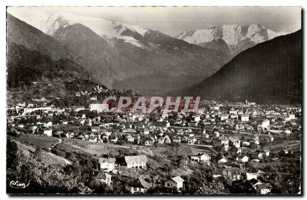 Villaggio in valle — montagne innevate in primo piano — editore 'C. Riva' (firma in basso a sinistra) - Recto