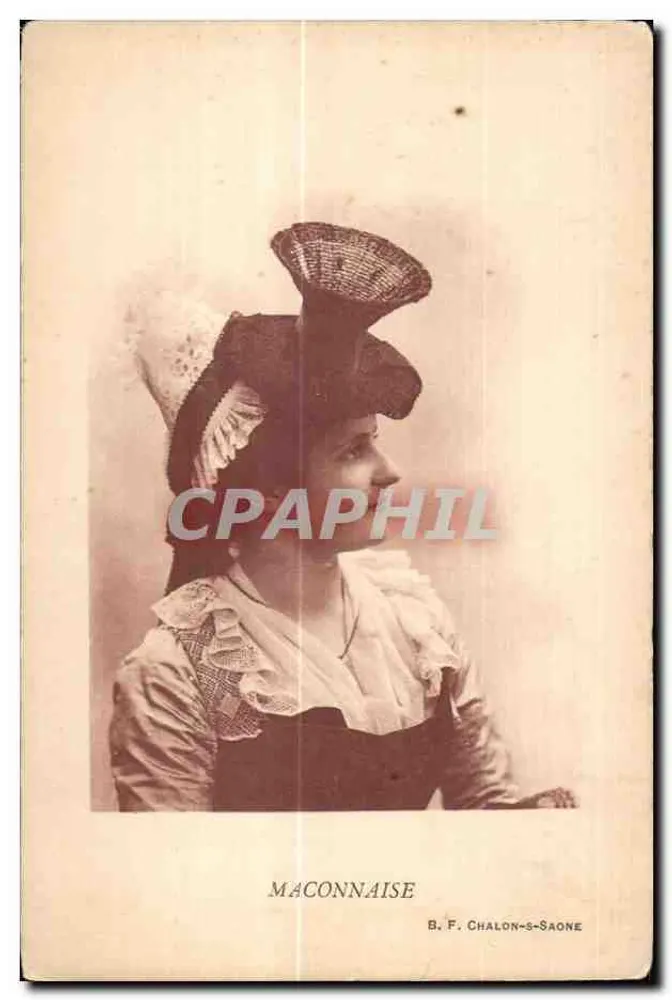 Maconnaise — Frau mit Federhut — B. F. Chalon-saône - Vorderseite