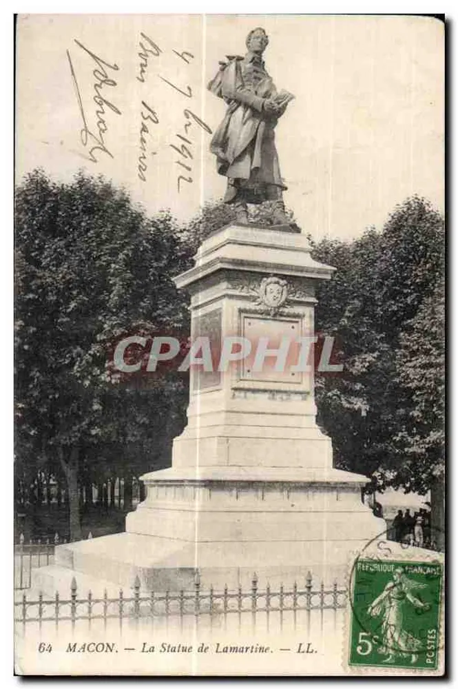 Macon — A Estátua de Lamartine — LL. - Frente