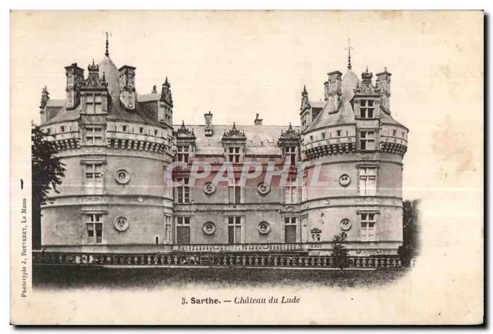 Castelo do Lude — Sarthe — Fototipia J. Borveret, La Mans - Frente