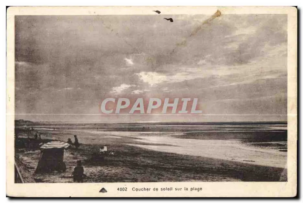 Pôr do sol na praia — série 4002 — editor não identificado - Frente