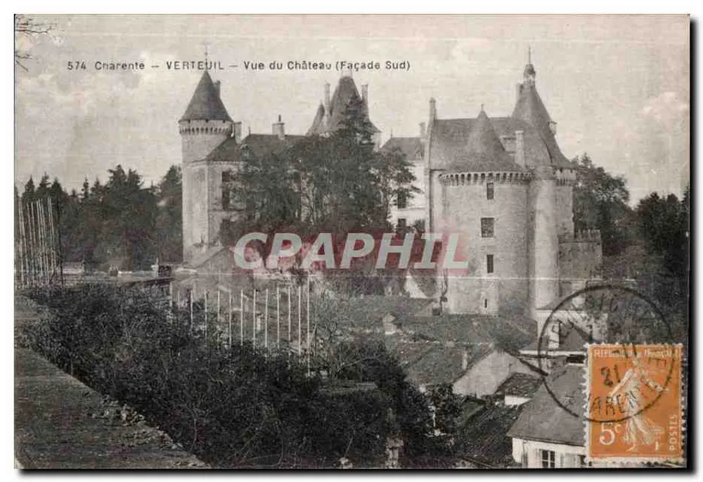 Verteuil-sur-Charente — Uitzicht op het Kasteel (Zuidelijke Fasade) — Charente, serie 574 - Voorkant