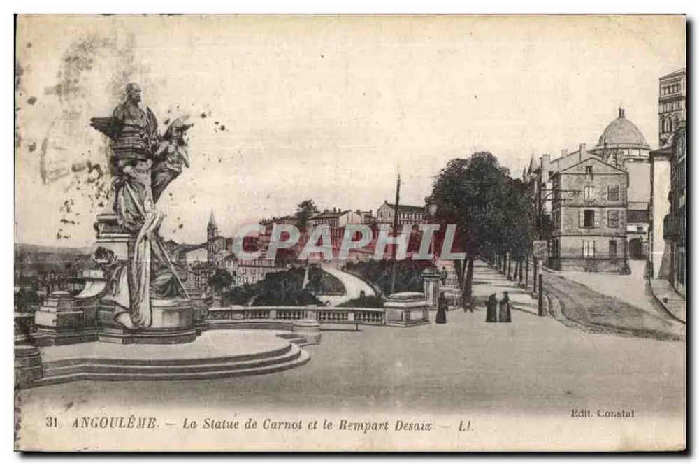Angoulême — Die Statue von Carnot und der Rempart Desaix — Edit. Constal — L.I. - Vorderseite