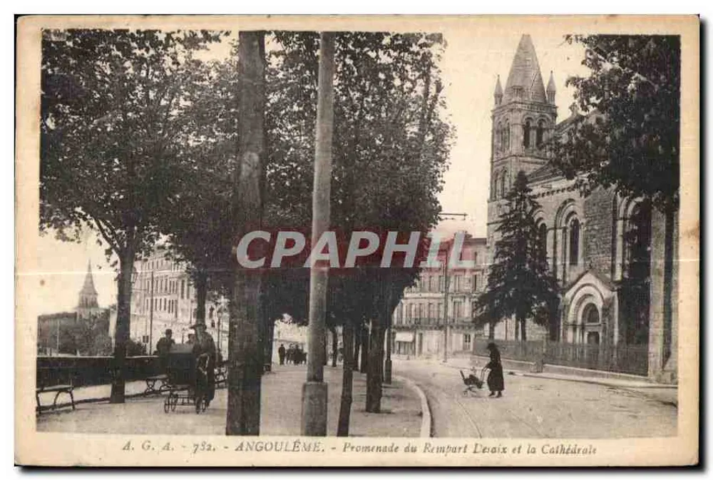 Angoulême — Promenade du Rempart L'eaix und die Kathedrale — A.G.A. - 732 - Vorderseite