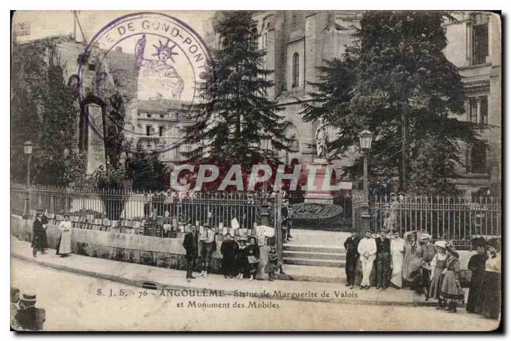 Angoulême — Statue von Marguerite de Valois und Denkmal der Mobiles — S.J.S. - 76 - Vorderseite