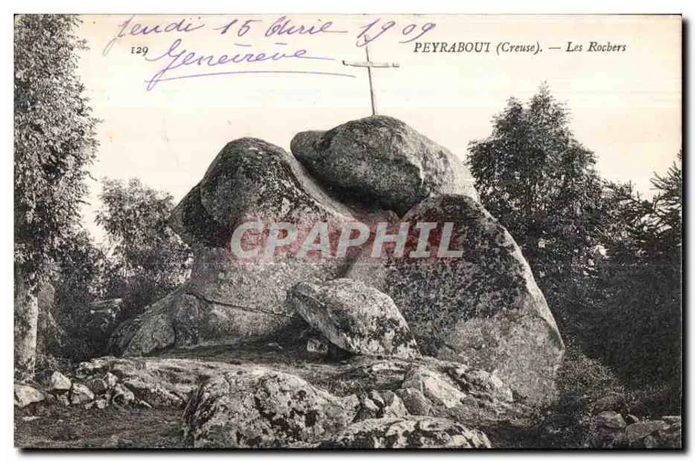 Peyrabout (Creuse) — Os Rochos — editor desconhecido, n° 129 - Frente