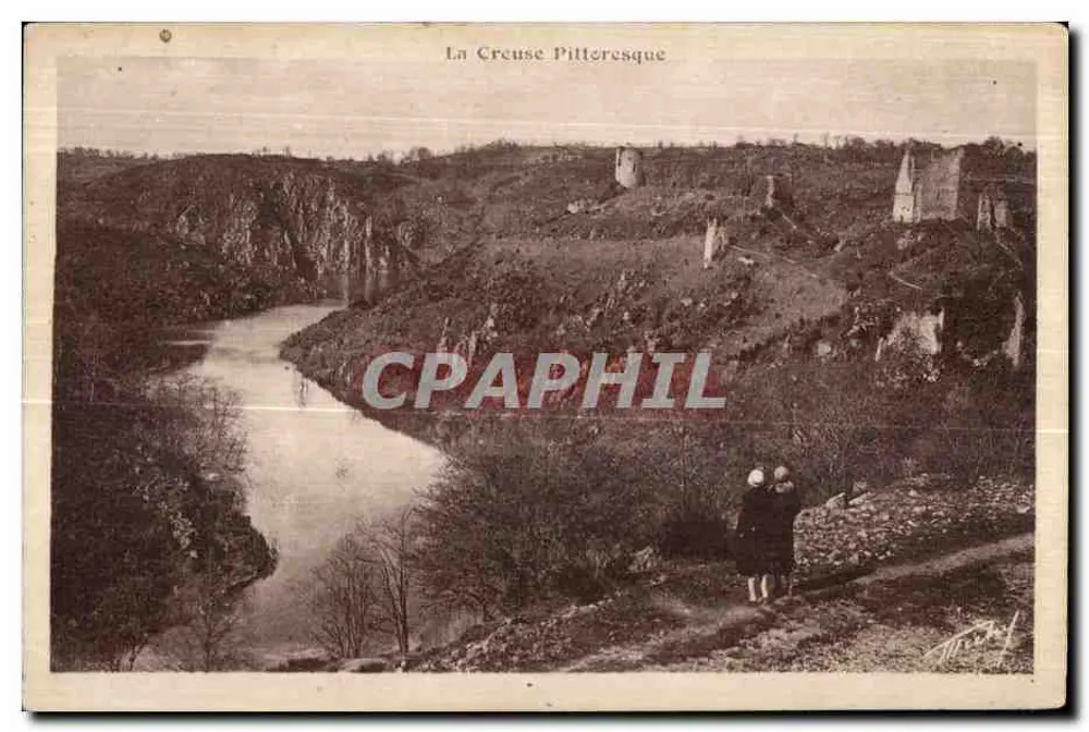 La Creuse Pittoresque — vista do cânion com ruínas — editor não visível - Frente