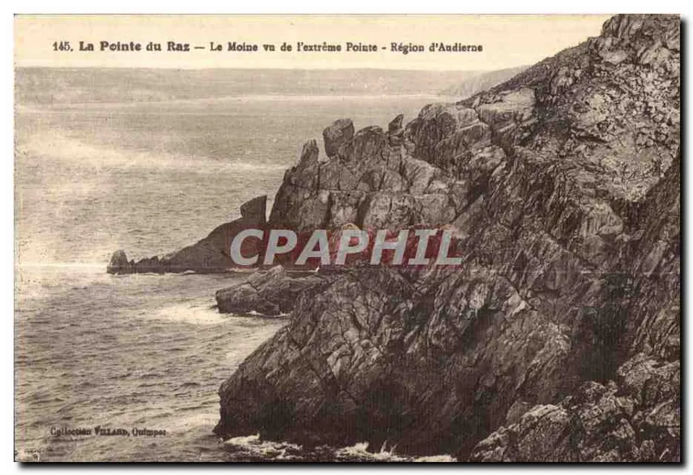 Die Pointe du Raz — Blick auf den Mönch von der äußersten Spitze — Region Audierne — Sammlung Villand, Quimper - Vorderseite