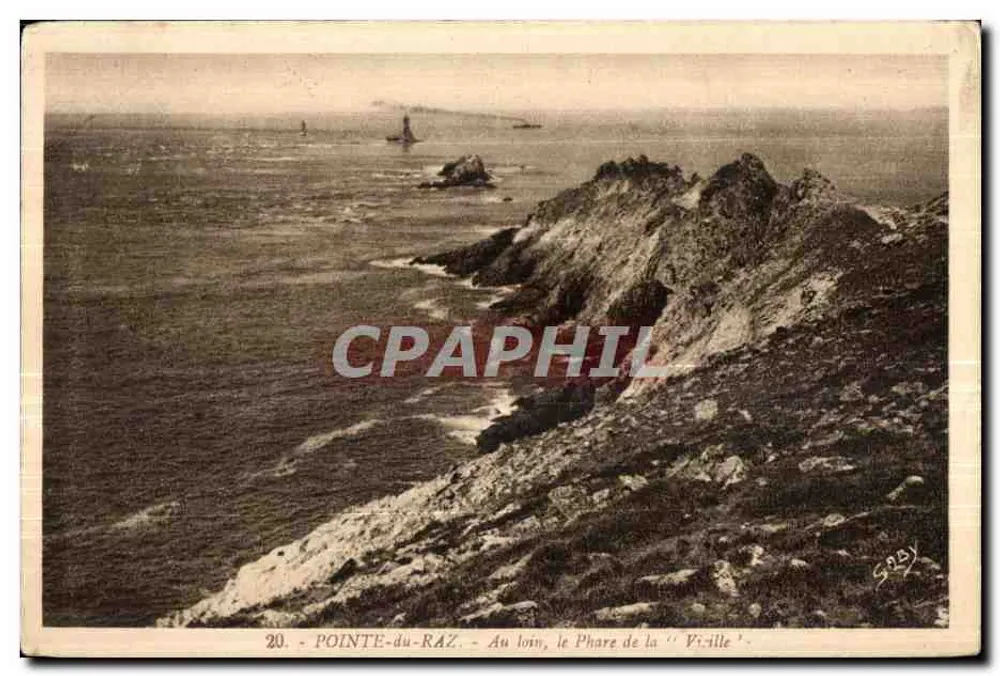 Pointe-du-Raz — In der Ferne, der Leuchtturm 'Vizille' — Soby - Vorderseite