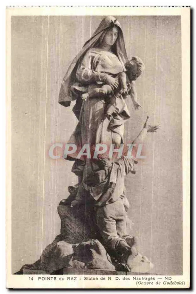 Pointe du Raz — Statue der Gottesmutter der Ertrunkenen — Werk von Godebski - Vorderseite
