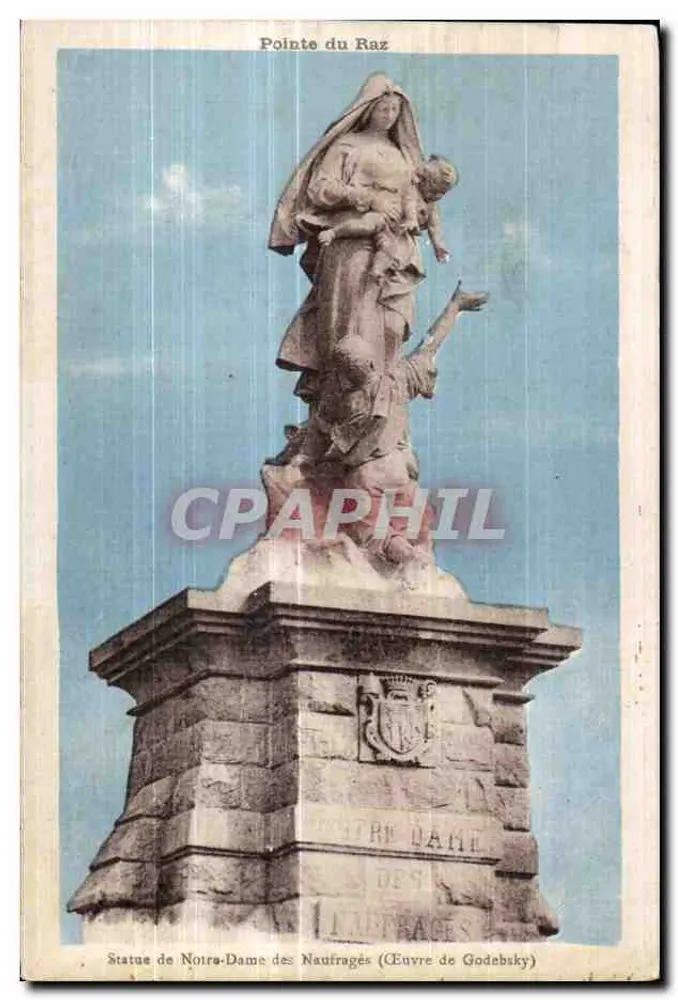 Pointe du Raz — Statue der Notre-Dame des Naufragés — Werk von Godebsky - Vorderseite