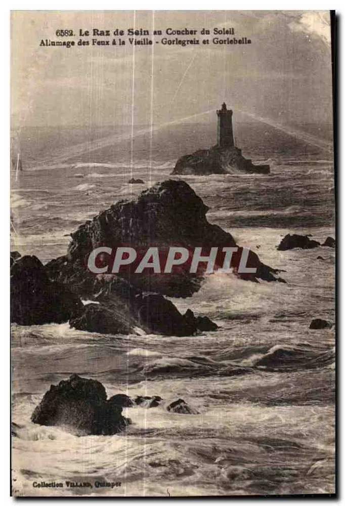 Der Raz de Sein bei Sonnenuntergang — Aliamages der Lichter bei der Wache — Gorlegreix und Gorlebella — Sammlung Villars, Quimper - Vorderseite