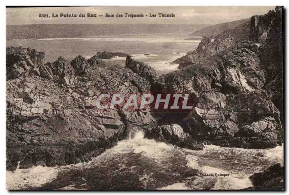 A Ponta do Raz — Baía dos Falecidos — Os Túneis — Editor Villand, Quimper, n° 6591 - Frente