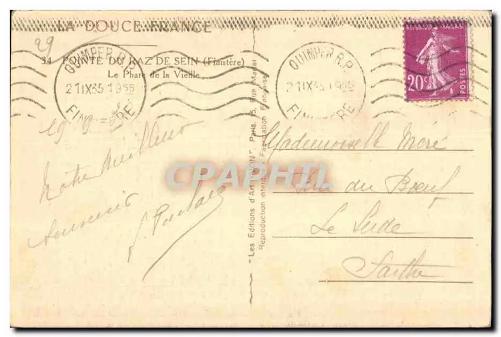 Pointe du Raz de Sein — Der Alte Leuchtturm — Kunstausgaben 'GAVIN' (Finitère) - Rückseite