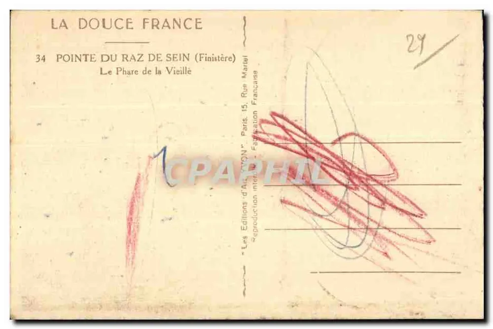 Pointe du Raz de Sein — Der Leuchtturm von La Vicillè — Éditions d'Art 'ON' Paris - Rückseite