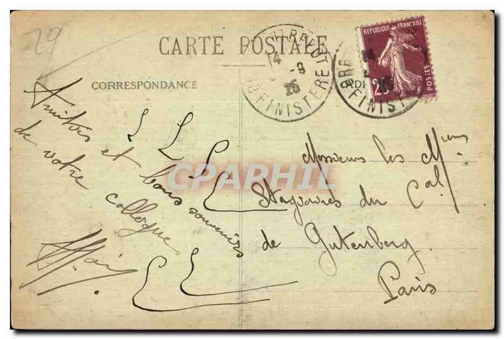 Brest - O Castelo e a Praça — Bilhete postal antigo n°178, editor não visível - Verso