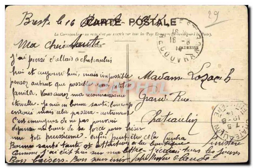 Brest - O Cours d'Ajot e a Baía — Coleção H. Laurent, Port-Louis - Verso
