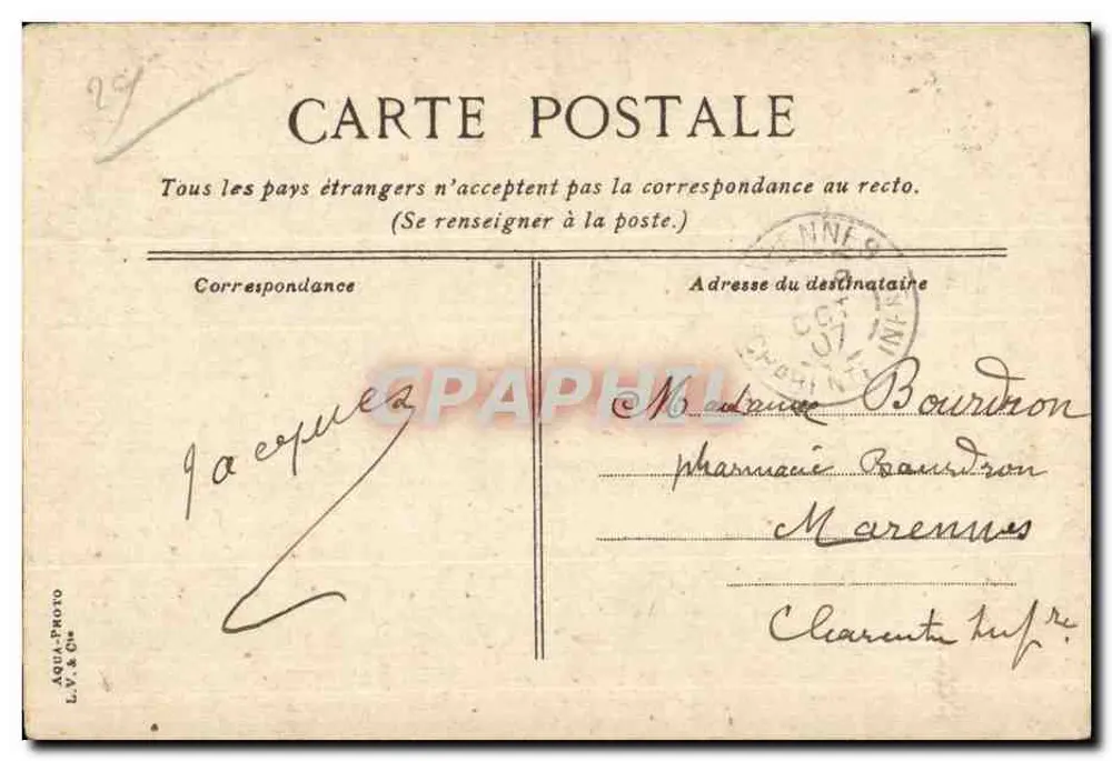 Brest, A Baía — vista portuária com navio a vela — L. Vot C. - Verso