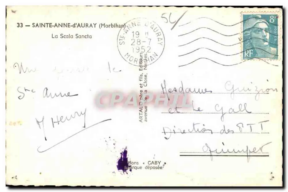 Sainte-Anne-d'Auray — A Scala Sancta — Editor Caby, n°33 - Verso