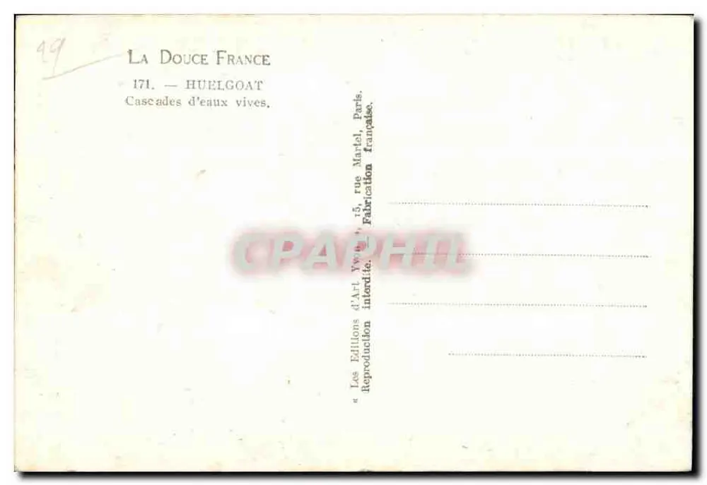 Cascata de águas vivas — Huelgoat — Les Éditions d'Art Yvon, Paris - Verso