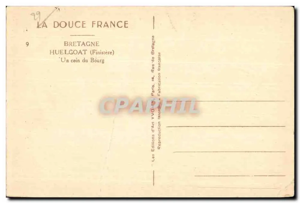Huelgoat — Ein Eck des Dorfes — Les Éditions d'Art YVO, Paris - Rückseite