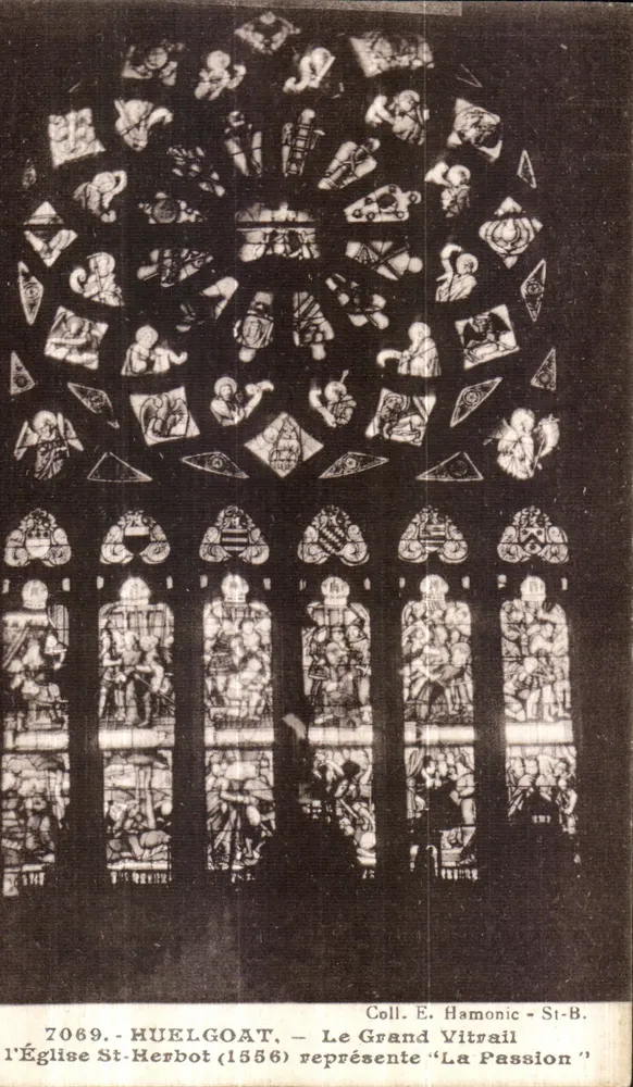 Huelgoat - Kirche Saint-Herbot (1556) - Das große Fenster 'Die Passion' - Vorderseite