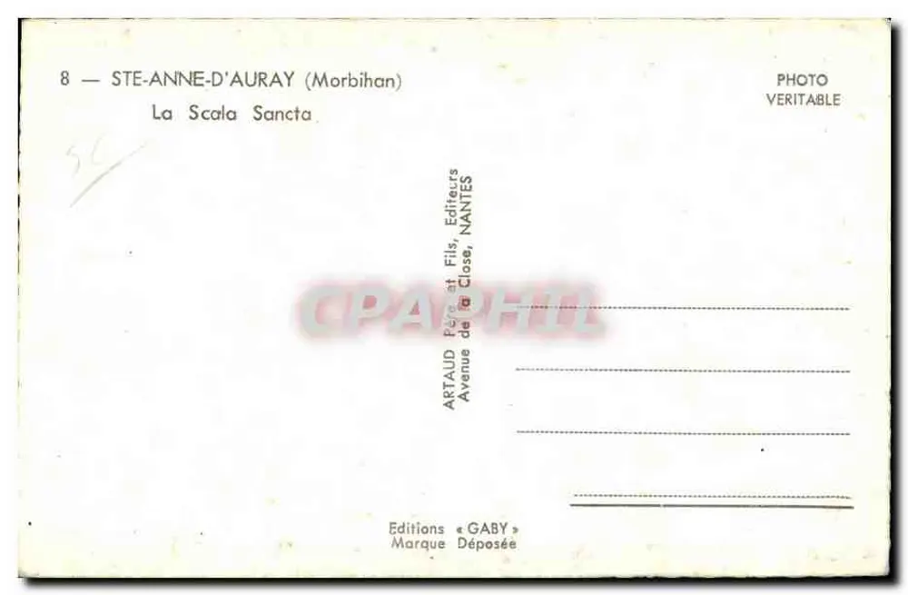 Ste-Anne-d'Auray — De Heilige Trep — Uitgave Gaby - Achterkant