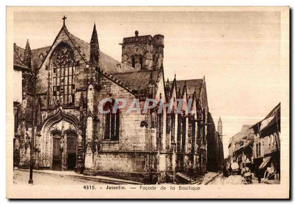 Josselin — Fachada da Basílica — Edição Mesny - Rennes, n° 4315 - Frente