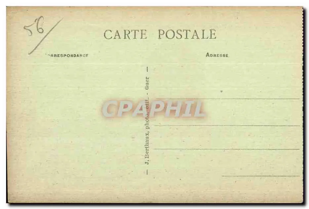 Campo de Coetquidan - Vaux-Marqué — vista de paisagem rochosa e florestal — J. Berthaux, Guer - Verso
