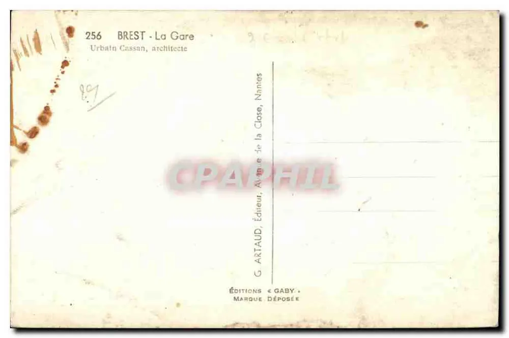 Brest - A Estação — Urbain Cassan, arquiteto — Edições G. Artaud, Nantes - Verso