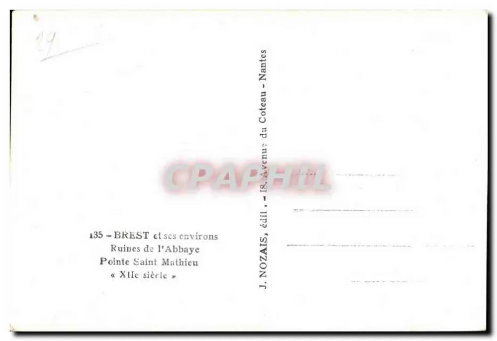 Ruïnes van de Abdij van Sint-Maarten — Brest en de omgeving — J. Nozaïs, Nantes - Achterkant