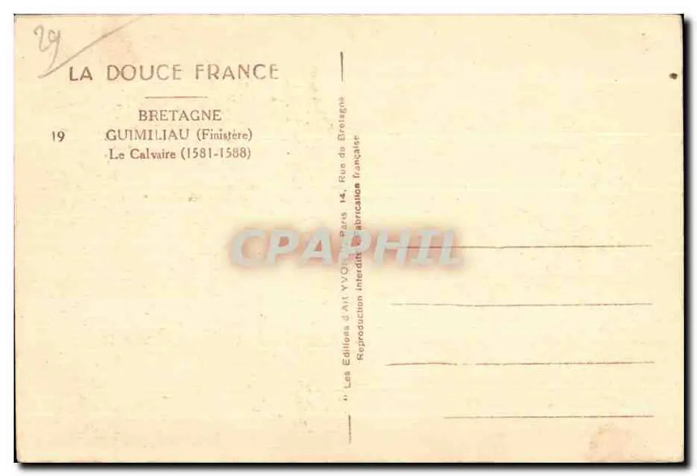 Der Calvarienberg — Guimiliau (Finistère) — Les Éditions d'Art Yvon, Paris - Rückseite