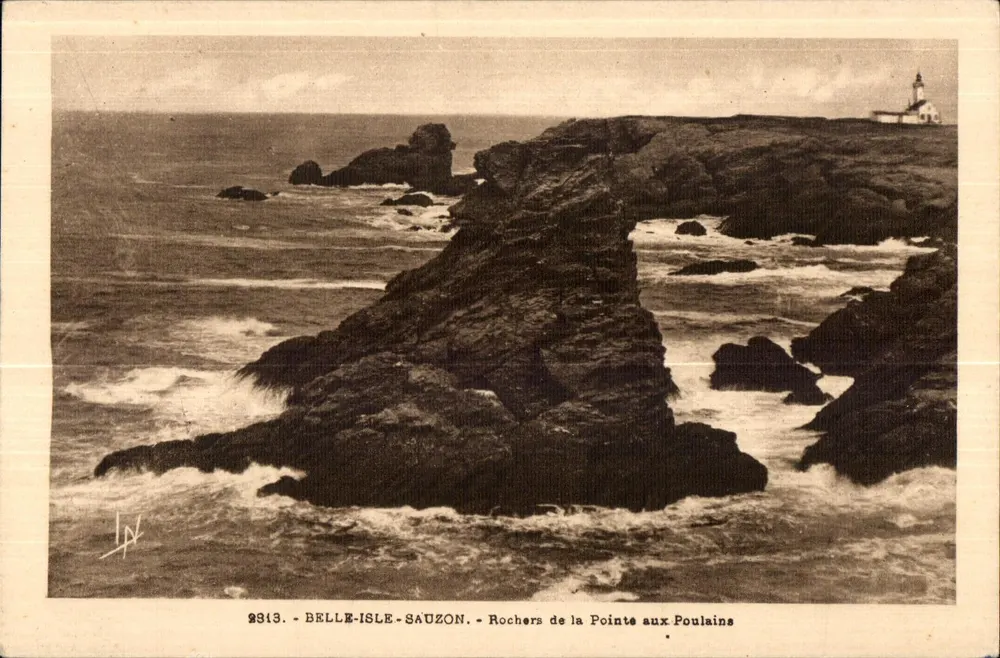 Belle-Île-Sauzon — Felsen der Pointe aux Poulains — Verleger Laurenting, Rennes, Nr. 2913 - Vorderseite