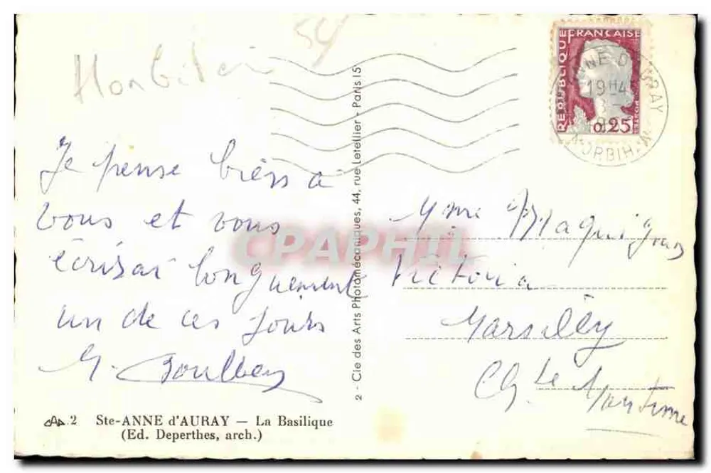 Ste-ANNE d'AURAY — A Basílica — Éd. Deperthes, n°2 - Verso
