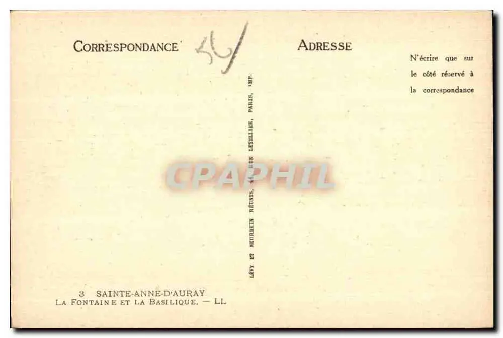 Fontaine und Basilika — Sainte-Anne-d'Auray — Verlag: Léty et Muirien Réunis, Paris - Rückseite
