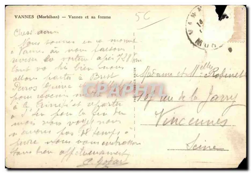 Vannes (Morbihan) — Vannes und ihre Frau — Cim - Rückseite