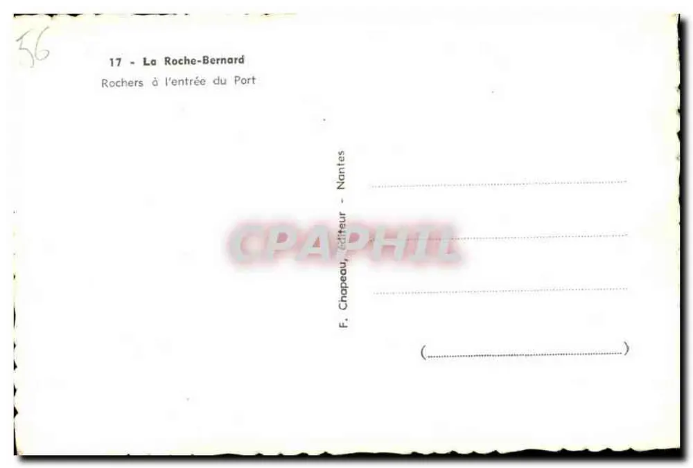 La Roche-Bernard — Felsen am Eingang zum Hafen — Verlag F. Chopeau, Nantes - Rückseite