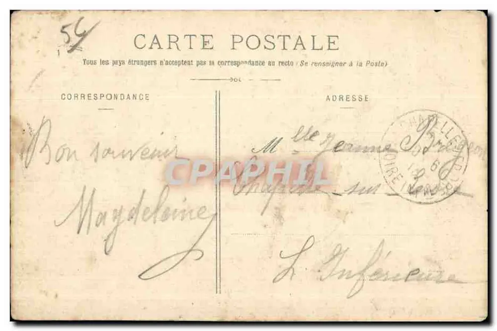 Porterie du Château de Josselin — porte d'entrée avec tourelles coniques — éditeur Port-Louis, n° 1809 - Verso