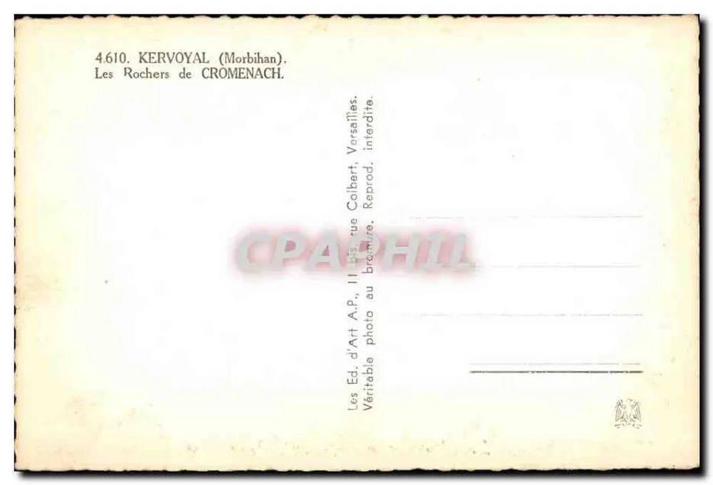Les Rochers de Cromenach — Kervoyal (Morbihan) — Éd. d'Art A.P., 11 bis rue Colbert - Rewers