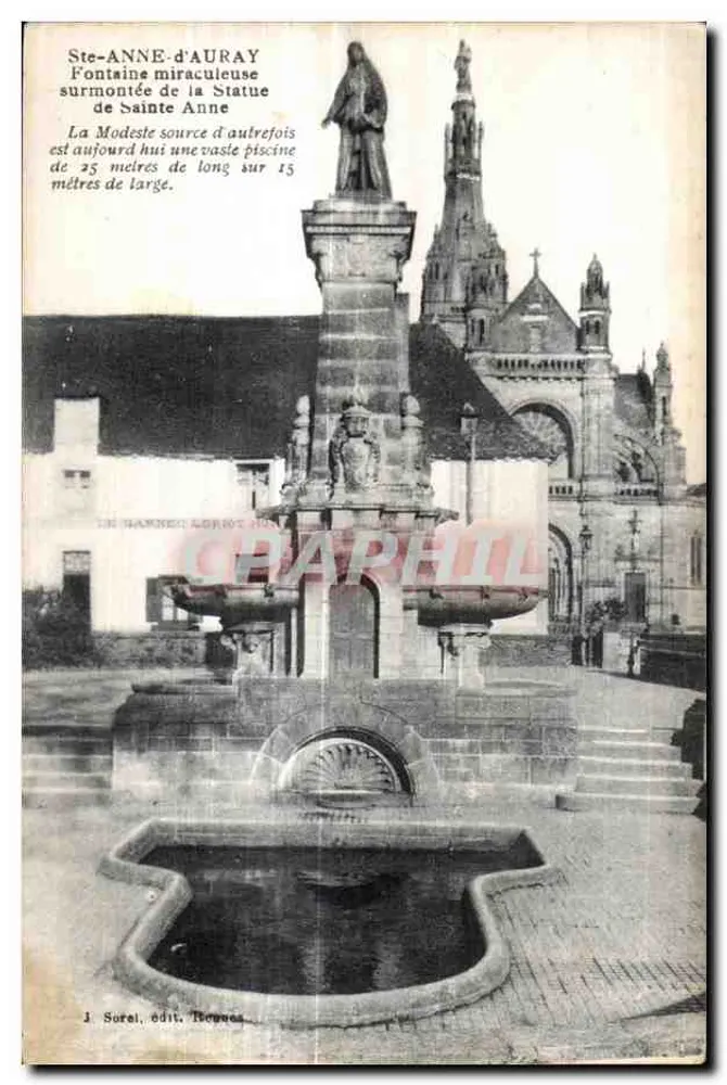 Ste-ANNE-d'AURAY — Wunderquelle mit Statue der heiligen Anne — J. Sorel, Verlag Rennes - Vorderseite