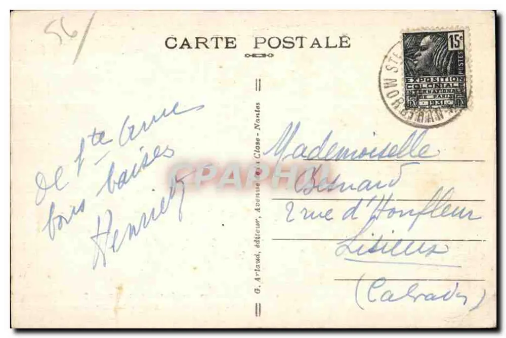 Sainte-Anne-d'Auray — Die Basilika und die Wunderfontäne — G. Artaud, Verleger, n°29 - Rückseite